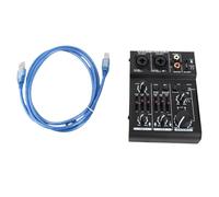 Keenso Mezclador de Sonido Mezclador de DJ con Tarjeta de Sonido USB Consola de Mezcla de 2 Canales 48 V Phantom Power 48 KHz Medidor LED de 16 Bits para Grabación de Estudio en Casa Transmisión en