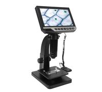 Keenso Microscopio Digital de Doble Lente 500X Microscopio de Monedas con Pantalla LCD de 7 Pulgadas con Tecnología de Cámara de 12MP para Estudiantes de Medicina Observación Macro de Metal ABS 500X