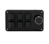 Keenso Mini Teclado Mecánico Portátil de 6 Teclas con Perilla para Juegos de Oficina, Teclado Programable para Diseñadores y Editores de Video, Interruptor Azul Acrílico (Black)