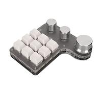 Keenso Mini teclado retroiluminado RGB personalizado, 9 teclas, 3 perillas, para software de juegos de computadora, teclado macro de programación para diseñadores gráficos, aleación de aluminio