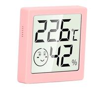 Keenso Mini termómetro higrómetro digital para termómetro ambiente, diseñado con varios posicionamientos, apto para ambientes interiores, de laboratorio y de almacén (PINK)