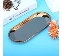Keenso Moderna bandeja ovalada de acero inoxidable para aperitivos y artículos pequeños, a prueba de gérmenes y saludable, dorado/cobre, 9.1 x 4.1 x 0.7 pulgadas, esencial para bar/restaurante