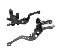 Keenso Palanca de Embrague de Freno de Motocicleta Kit de Cilindro Maestro de Freno de Aluminio CNC 22 Mm 7 8 Pulgadas Ajustable 6 Posiciones con Soporte de Espejo para Scooters Bicicletas de Calle