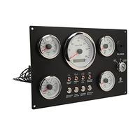 Keenso Panel de Instrumentos de Calibre 5, Panel de Instrumentos para Barcos ABS de Acero Inoxidable, 24 V, Retroiluminación de 7 Colores, 3000 RPM, Voltaje de Presión de Aceite, Pantalla de