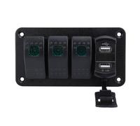 Keenso Panel de Interruptor Basculante de 3 Bandas, Panel de Aluminio de 12 V 24 V con Cargador Rápido USB Dual de 4,8 A y Voltímetro Digital para Barcos Marinos, Camiones, Vehículos (luz verde)