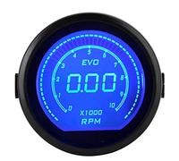 Keenso Pantalla de RPM del Tacómetro Digital LCD de 52 Mm, Materiales de Primera Calidad, Modos de Luz Roja y Azul Vibrantes, Alta Precisión para Automóviles de 12 V