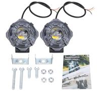 Keenso Paquete de 2 Focos LED para Motocicleta, Aleación de Aluminio Fundido a Presión IP67 a Prueba de Agua, Luz Alta y Baja, Estroboscópico RGB Dinámico Blanco Amarillo, con Montaje