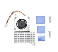 Keenso Para el Ventilador de Enfriamiento Activo Raspi 5 con Disipadores de Calor de Aleación de Aluminio, Conector de 4 Pines, Disipación de Calor Rápido Para Operación Estable, Apto Para (SILVER)