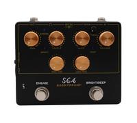 Keenso Pedal de Preamplificador de bajo, Pedal de Guitarra de Aluminio con Ecualizador de 4 Bandas de 18 V, Caja DI de Entrada de 1 MΩ y Salida de Auriculares, de Efectos de bajo de 36 MA para