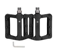 Keenso Pedales de Bicicleta Pedales de Bicicleta de Montaña con Eje de Acero de Nailon Plataforma Plana de 111 Mm de Ancho 360 G con Rodamientos DU Agarre Antideslizante para Ciclistas de Bicicletas