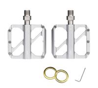 Keenso Pedales de Bicicleta Pedales de Bicicleta de Montaña de Aleación de Aluminio, Rodamiento Triple, 10 Pasadores de Tracción, Rosca de 14 Mm, 295 G, par para Carreras en Carretera, (Silver)