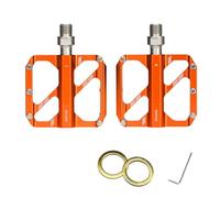 Keenso Pedales de Bicicleta Pedales de Bicicleta de Montaña de Aleación de Aluminio, Rodamiento Triple, 10 Pasadores de Tracción, Rosca de 14 Mm, 295 G, par para Carreras en Carretera, (Orange)