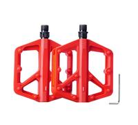 Keenso Pedales de Bicicleta Pedales de Plataforma de Nailon con Rodamientos Duales DU 270 G de Ancho Diseño Antideslizante Eje Sellado para Bicicletas de Montaña, Bicicletas de Carretera, (Rojo)