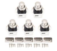 Keenso Pestillo de Botón, 5 Piezas Perilla de Cajón con Botón Pulsador con Aleación de Zinc ABS Fácil Instalación Orificio de 20 Mm para Armario de Gabinete RV (Base Blanca Perla Ni)