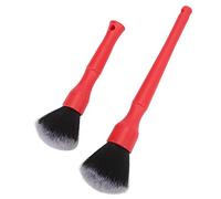 Keenso Pincel de Lavado de Autos de 2 Pcs, Cepillo de Limpieza Automotriz Múltiple Suave Universal para Auto (Rojo)