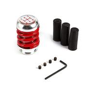 Keenso Pomo universal de cambio manual de 5 velocidades, pomo de palanca de cambios de resorte de coche con 3 adaptadores de 8 mm, 10 mm, 12 mm (rojo)