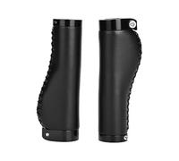 Keenso Puños de Manillar de Bici, 1 par de Puños de Cuero de PU para Bicicleta de Montaña(Negro)