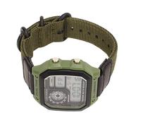 Keenso Reloj Deportivo, Correa de Lona Retro Reloj Al Aire Libre WR30M Reloj Despertador Impermeable Informal (Verde)