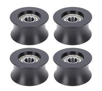 Keenso Rueda Guía, Rodillo Elíptico Universal de Poliuretano de 42 Mm con Rodamientos de Metal para Equipos de Gimnasio y Sistemas de Puertas de Garaje, 4 Unidades