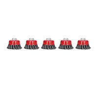 Keenso Ruedas de Alambre de Acero Juego de 5 Cepillos Trenzados Duraderos para Pulir y Eliminar óxido en Jardines, Césped y Tierras de Cultivo Rojo 6,5 Cm
