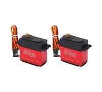 Keenso Servo Digital Duradero de 44.1 Lbs con Alto par, Engranaje de Dirección de bajo Ruido, ángulo de Trabajo de 180°, Coche de Control Remoto 1/10 /8, Aleación de Aluminio + Plástico Rojo