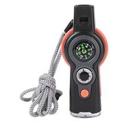 Keenso Silbato con Función de Supervivencia de Emergencia, Herramienta Multifuncional 7 en 1, Silbato de Seguridad con Cordón para Senderismo y Escalada (Orange)