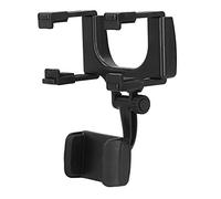 Keenso Soporte para Teléfono con Espejo Retrovisor, Soporte para Teléfono con Cabeza Giratoria de 360 Grados con Abrazadera Ajustable Automática para 3 Teléfonos Inteligentes iOS y