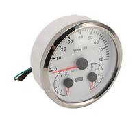 Keenso Tacómetro 3 en 1, Medidor de Presión de Aceite, Medidor de Temperatura del Agua, 4 3/8 Pulgadas, 8000 Rpm, 0 a 10 Bar, 40 a 120 ℃, con Retroiluminación de 7 (esfera blanca bisel plateado)