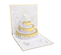 Keenso Tarjeta de Cumpleaños 3D con Música, Tarjeta de Celebración Iluminada Plegable única para Adultos y Niños (GOLD)