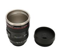 Keenso Taza de café con Lente de Cámara, Taza de café de Viaje con Cámara de Fotógrafo para él, Regalos para papá (BLACK)