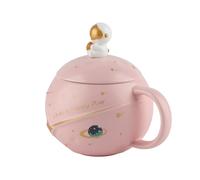 Keenso Taza de Cerámica con Diseño de Astronauta, Diseño Novedoso, Ergonómico, para café, té, Leche, Hogar, Oficina, Fiestas (PINK)