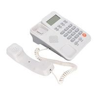 Keenso Teléfono Residencial Grabable 24 Tonos de Llamada Manos Libres con Retroiluminación LCD, para Oficina en Casa, ABS Negro (White)