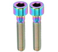 Keenso Tornillos de vástago de Bicicleta, 2 Piezas M6 X 30 mm Aleación de Titanio Pernos de vástago de Manillar de Bicicleta Bicicleta de montaña Juego de Tornillos de Cabeza (Vistoso)