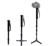 Keenso Trípode monopié Telescópico Portátil Liviano para Cámara, monopié de Cámara Ajustable de 17,7 a 65 Pulgadas, Soporte Estable, Carga de 5 Kg, Aleación de Aluminio, Negro