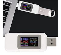Keenso USB Tester Voltímetro Digital Voltímetro para Lames Fast Lades 3.0, Memoria Inteligente, Pantalla LCD Transparente para los Entusiastas de la Carga (WHITE)