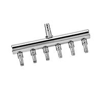 Keenso Válvula de Control de Aire para Acuario, Acero Inoxidable de Primera Calidad, Ajuste de Aire Preciso para una Oxigenación óptima en Acuicultura (Cabezal Divisor de Seis Orificios de 8 a 4 mm)