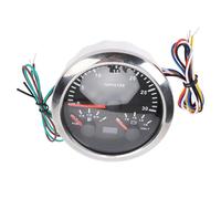 Keenso Velocímetro 3 en 1 de 85 Mm, Tacómetro, Indicador de Nivel de, Voltímetro, 3000 Rpm, 8 a 16 V, Retroiluminación de 7 Colores, con Material Metálico de Alta (Esfera negra y bisel plateado