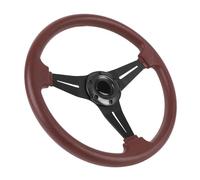 Keenso Volante de Carreras de 14 Pulgadas, Agarre Cómodo de Cuero PU con Botón de Bocina, Adaptador Universal de 6 Orificios para Autos de Carreras (BLACK)