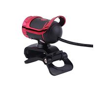 Keenso Web Camera PC Camera Web USB 2.0 Pixels Clipon Webcam HD 360 Rotating Stand Builtin Microphone PC for Gaming Mice (Rojo