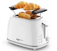 Keenstone 2-Scheiben-Toaster im Retro-Design - Extrabreite Schlitze aus Edelstahl, 6 Bräunungsstufen, Aufwärm- & Auftaufunktion Perfekt für Bagels, Toast, Brot und mehr - inklusive herausnehmbarer