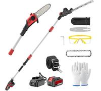 Keenstone Cortasetos y Sierra Pértiga Eléctrica 2 en 1, Barra Sierra 20 cm, Cortasetos 42 cm con Cuchillas Doble Acción, Batería 4,0 Ah y Cargador, para Poda de Árboles y Arbustos