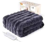 Keenstone Manta eléctrica de lujo con pelo sintético, 8 niveles de calor, temporizador de 10 horas, protección contra sobrecalentamiento, certificación OEKO-TEX, suave y mullida para toda la familia,