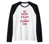 Keep Calm and Carry On Classic British Dichos Hombres, Mujeres Niños Camiseta Manga Raglan