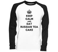 Keep Calm and Eat Russian Tea Cake Blance Camiseta De Béisbol Unisex Tamaño M White Baseball tee Tshirt Unisex Size M