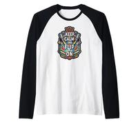 Keep Calm and Flip On Pinball Machine Arcade Gamer Camiseta Manga Raglan