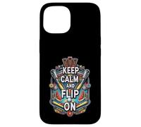 Keep Calm and Flip On Pinball Machine Arcade Gamer Carcasa para iPhone 15
