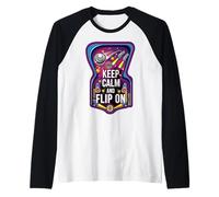 Keep Calm and Flip On Retro Pinball Arcade Game Camiseta Manga Raglan