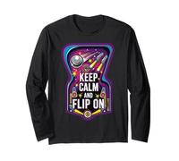 Keep Calm and Flip On Retro Pinball Arcade Game Manga Larga