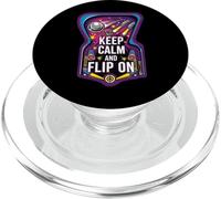 Keep Calm and Flip On Retro Pinball Arcade Game PopSockets PopGrip para MagSafe