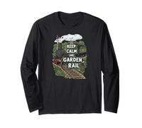 Keep Calm and Garden Rail Model Train Hobbyist Manga Larga